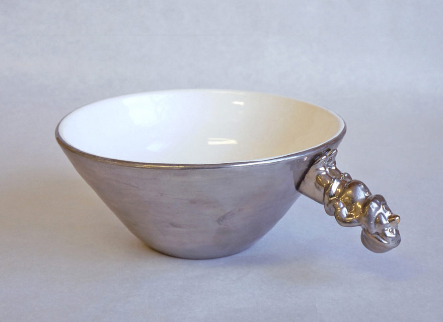 Álfur út á skái, gold ceramic bowl, keramík hönnun